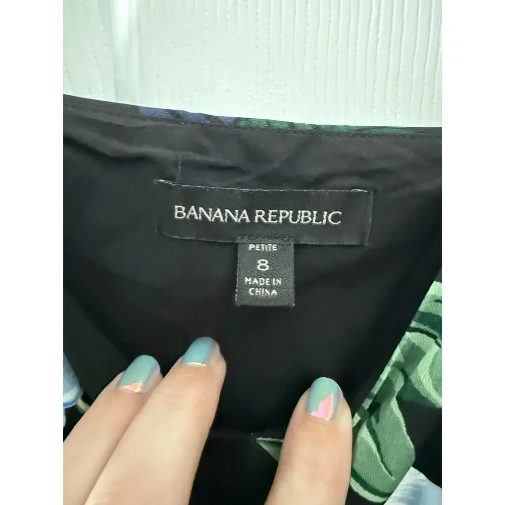 Blue Floral Dress By Banana Republic Size 8 - Picture 2 of 7